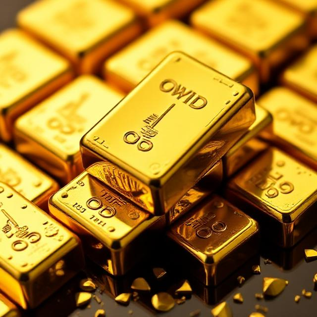 Stacked gold bars symbolizing the 2025 surge in gold prices due to trade war tensions, economic uncertainty, and rising demand for safe-haven assets.